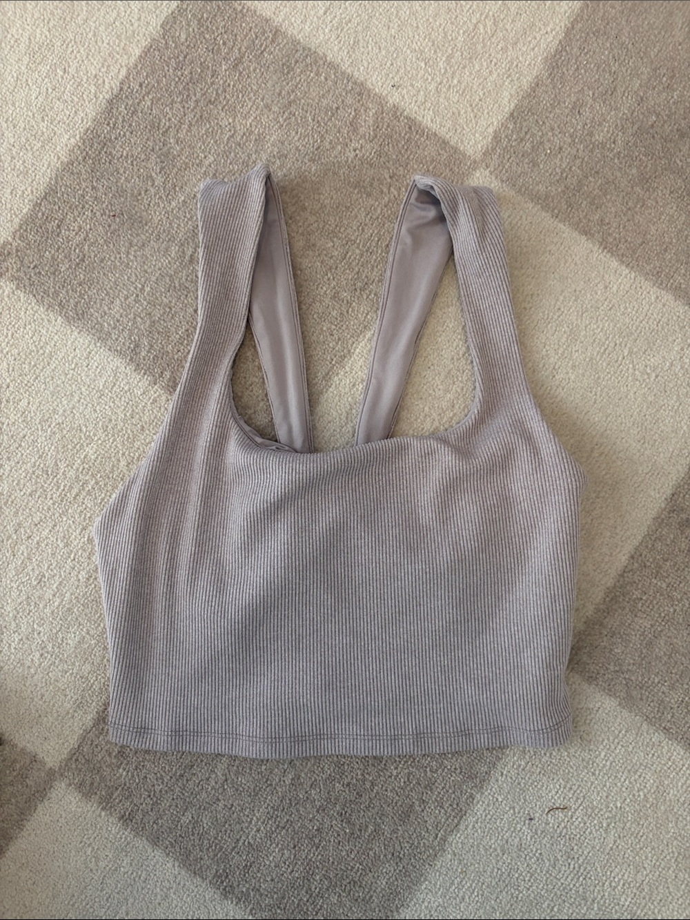 Alo Ribbed Scoop Neck Crop Tank - dusty purple